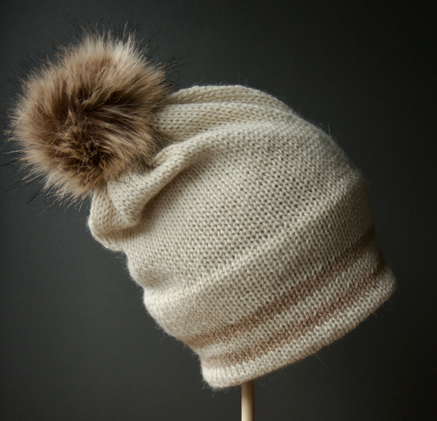 Two Colour Hats With Cuff Stripes