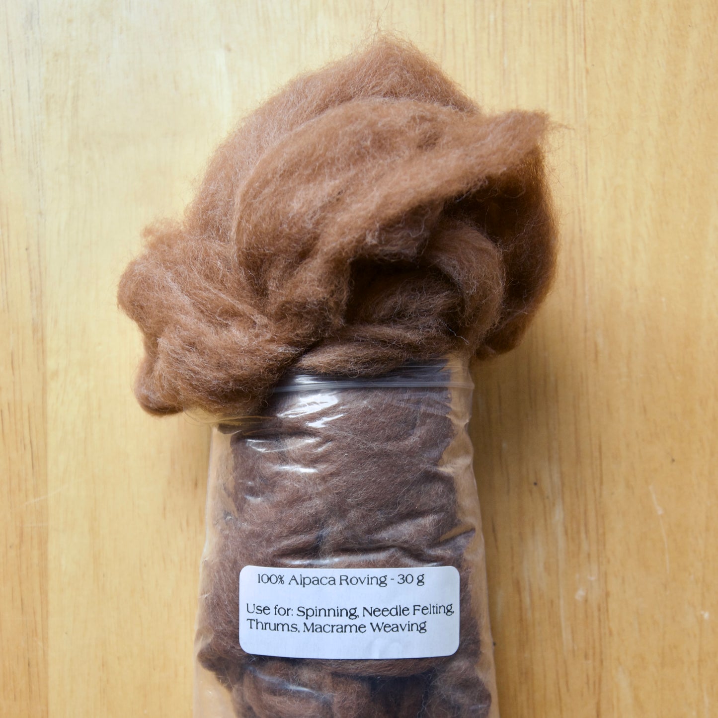 Brown Alpaca Roving (30g)
