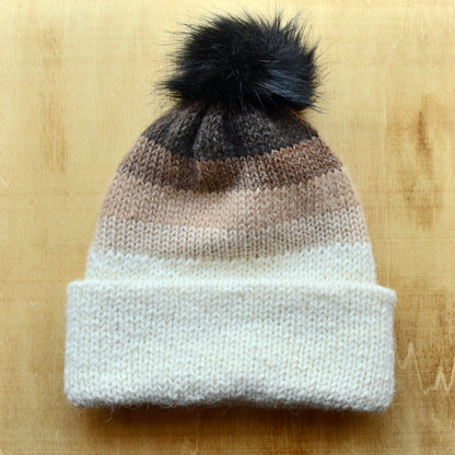 Striped Beanies with Pom Poms