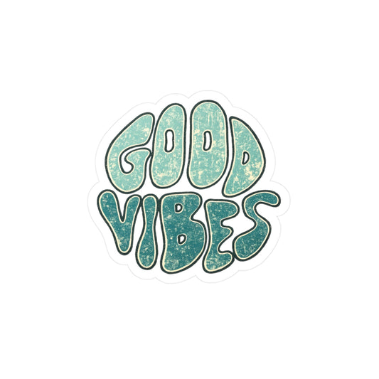 Sticker with 'Good Vibes' text in a decorative font on a white background