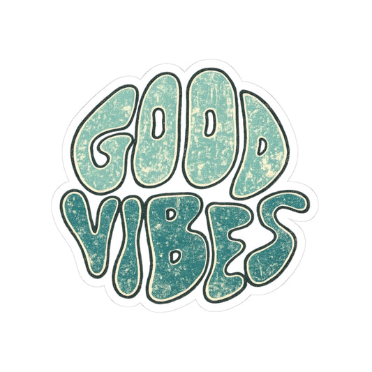 Sticker with 'Good Vibes' text in a decorative font on a white background
