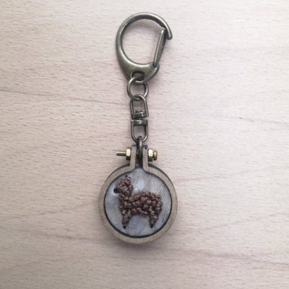 Keychains - Embroidery Alpaca (Tea Wash Background)