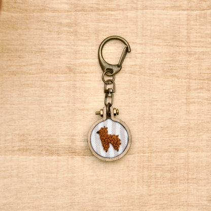 Keychains - Embroidery Alpaca (Neutral Stripe Background)