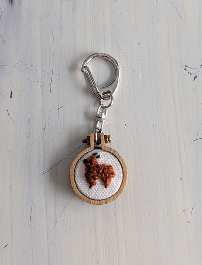 Keychains - Embroidery Alpaca (Thick White Background)