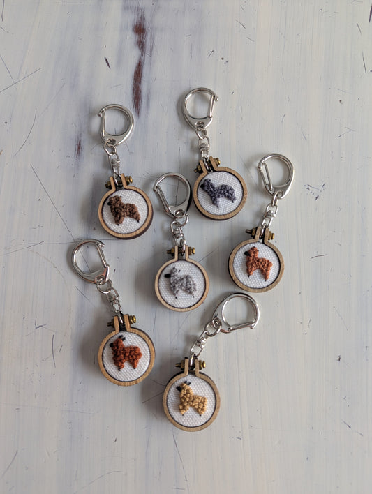 Keychains - Embroidery Alpaca (Thick White Background)
