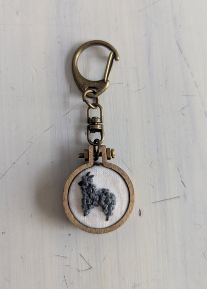Keychains - Embroidery Alpaca (White Background)