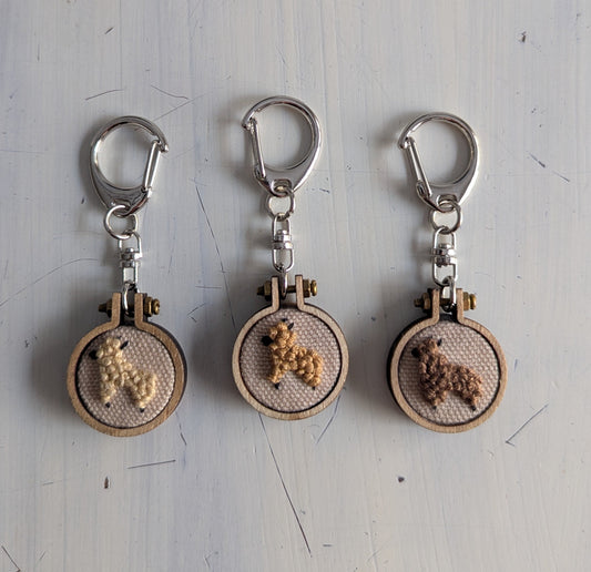 Keychains - Embroidery Alpaca (Beige Background)