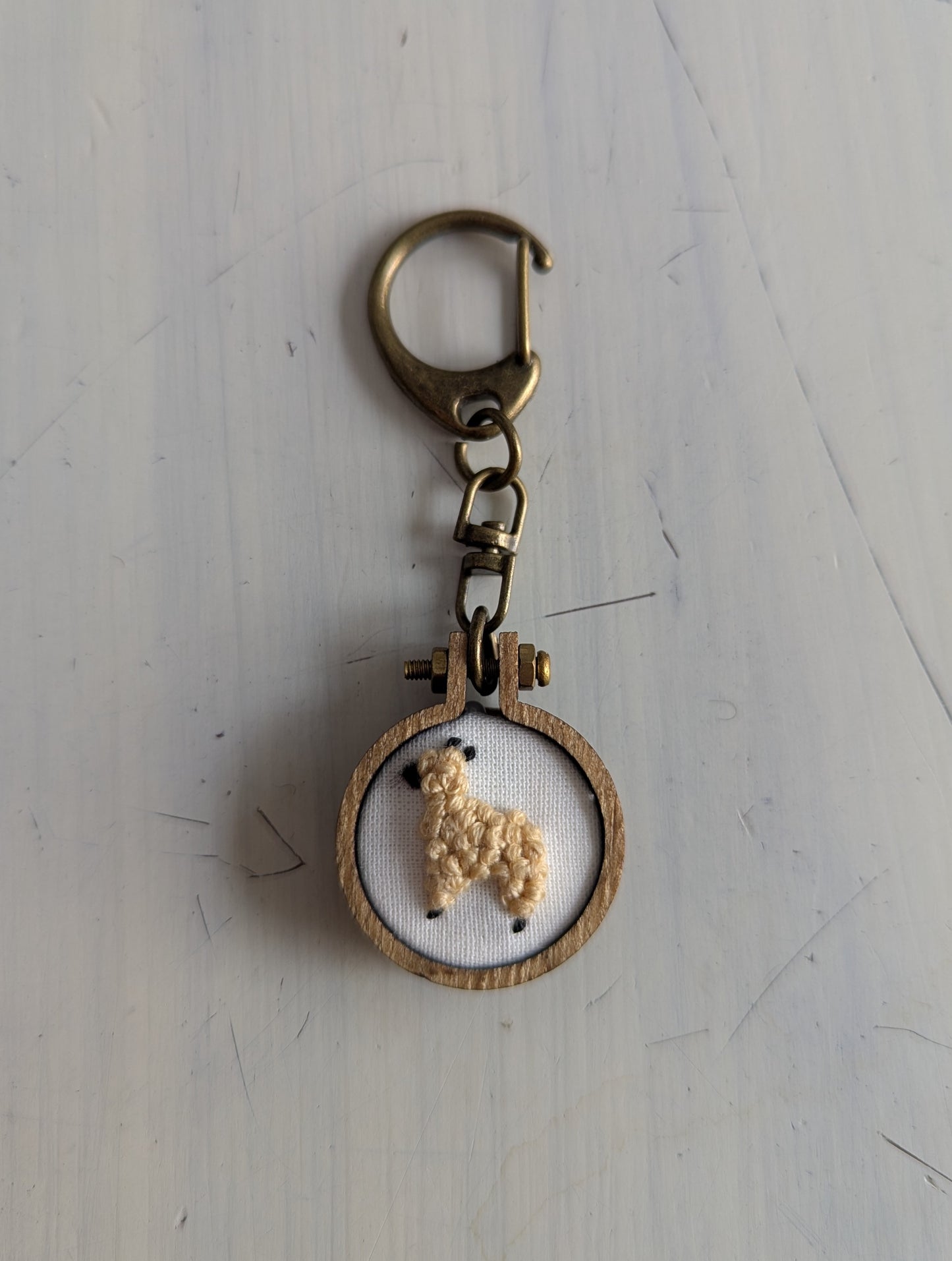 Keychains - Embroidery Alpaca (White Background)
