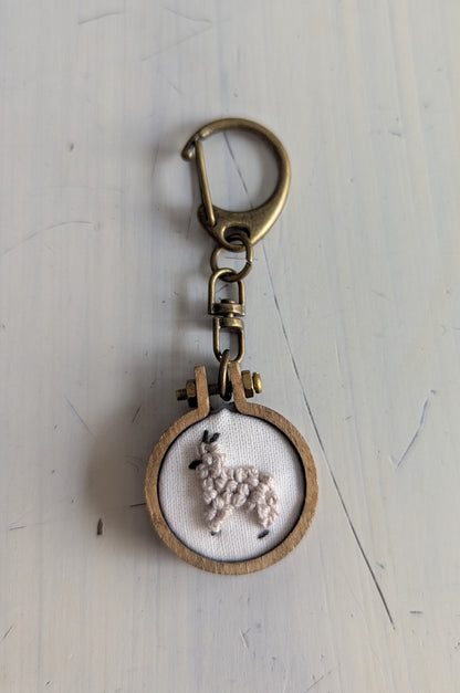 Keychains - Embroidery Alpaca (White Background)