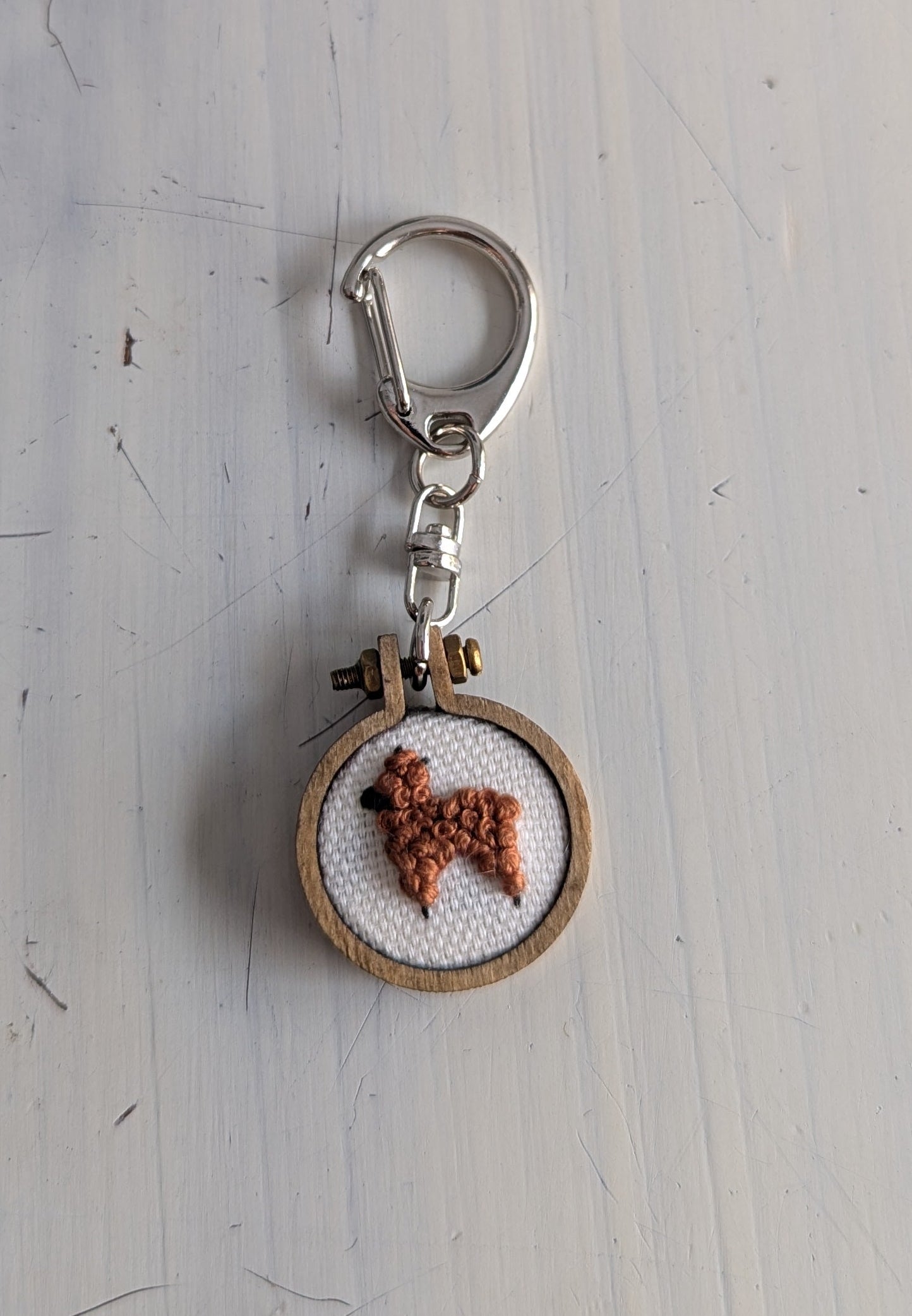 Keychains - Embroidery Alpaca (Thick White Background)