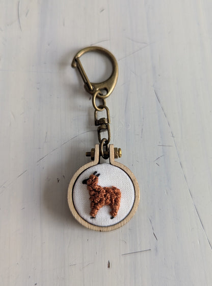 Keychains - Embroidery Alpaca (White Background)