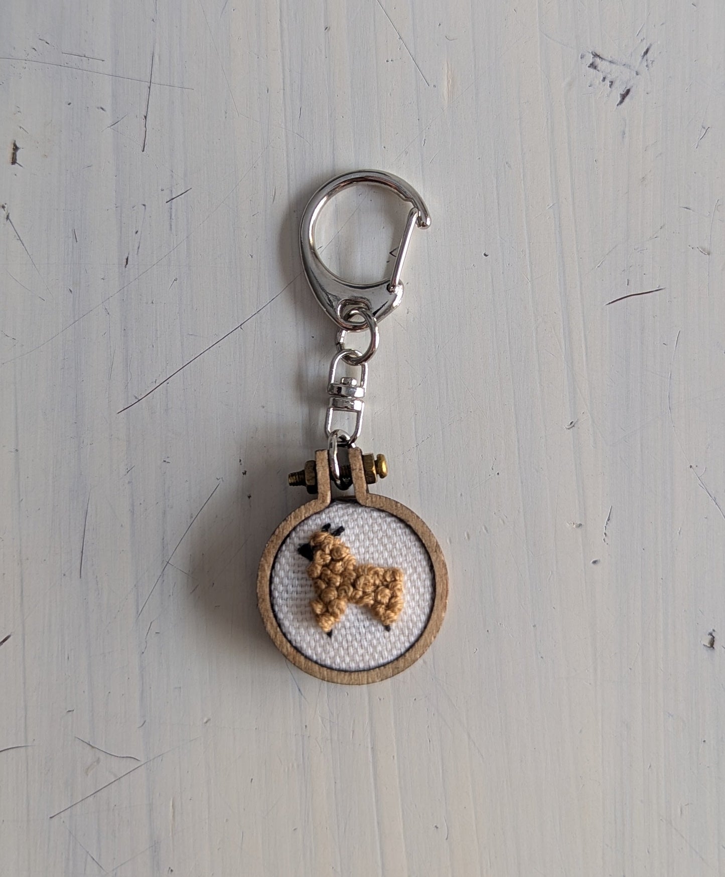 Keychains - Embroidery Alpaca (Thick White Background)