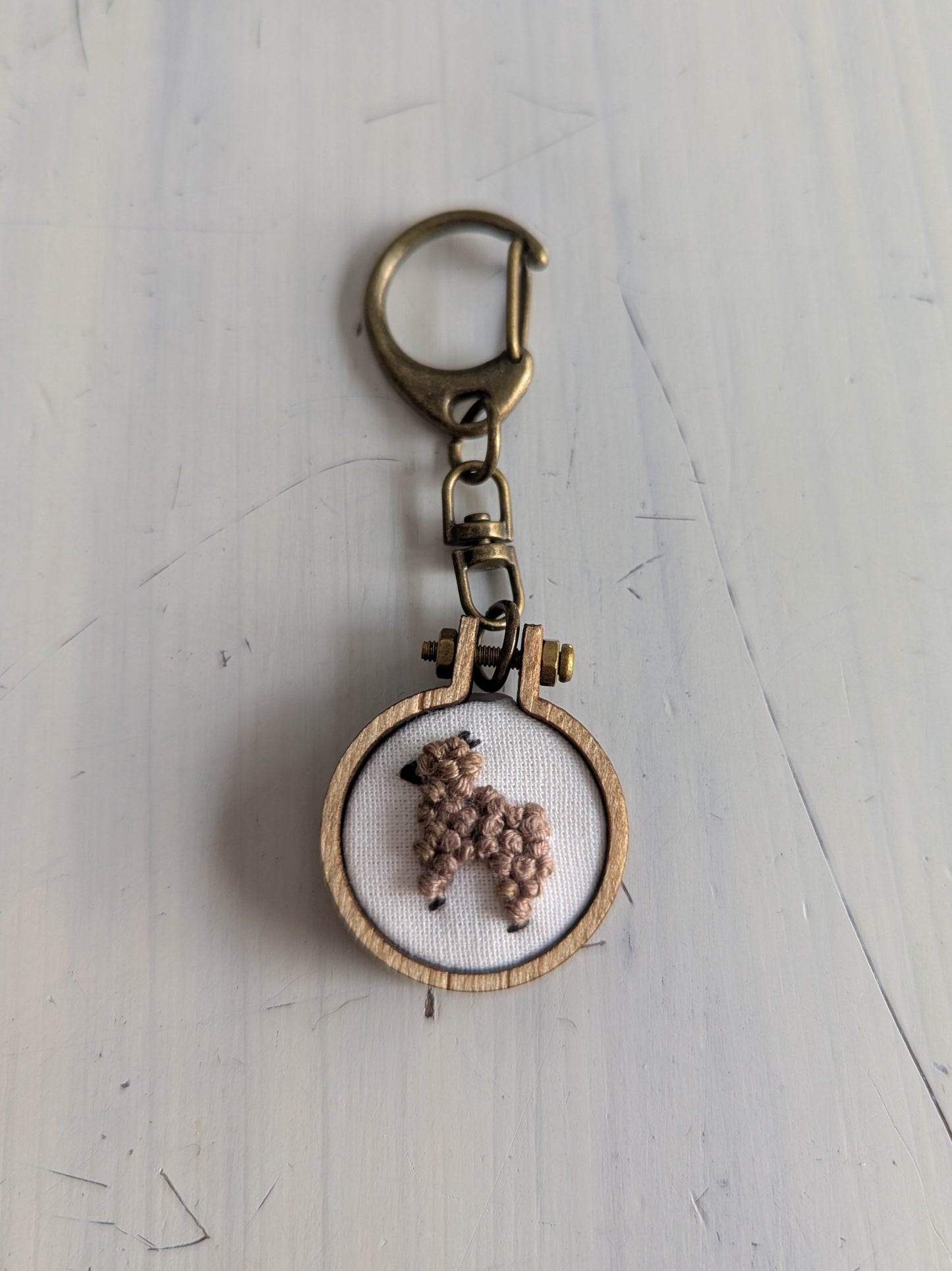 Keychains - Embroidery Alpaca (White Background)