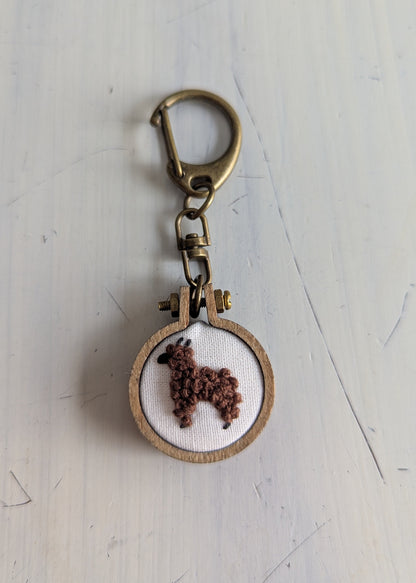 Keychains - Embroidery Alpaca (White Background)
