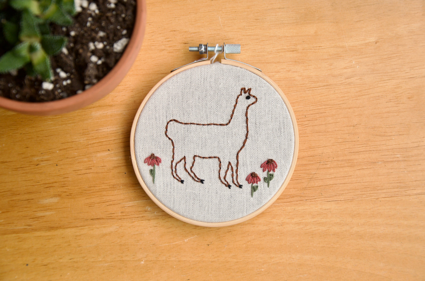 Embroidery Llama With Flowers