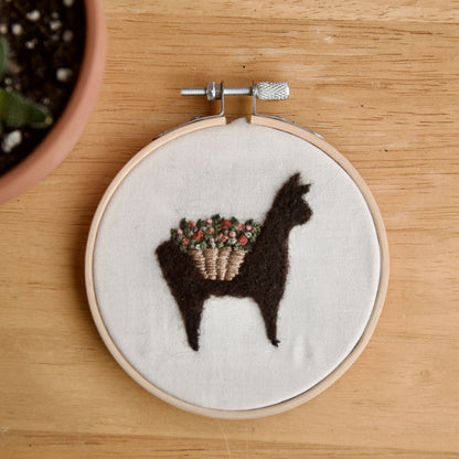 Felted Alpaca With Embroidery Flowers