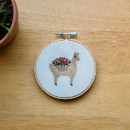 Felted Alpaca With Embroidery Flowers