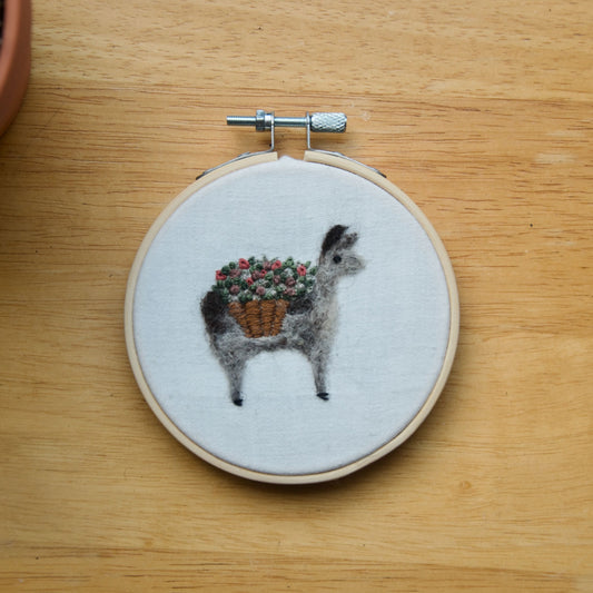 Felted Alpaca With Embroidery Flowers